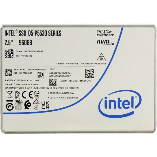 Intel P5530 960GB U.2 NVME Gen4 U.2 SSD 2.5